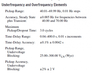SEL-451 Underfrequency and OverFrequency Testing Specifications
