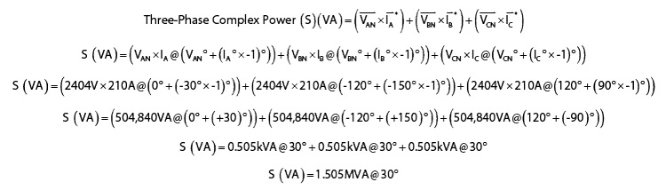 Complex power formula calculation by phase