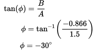 IA Phase angle tangent formula